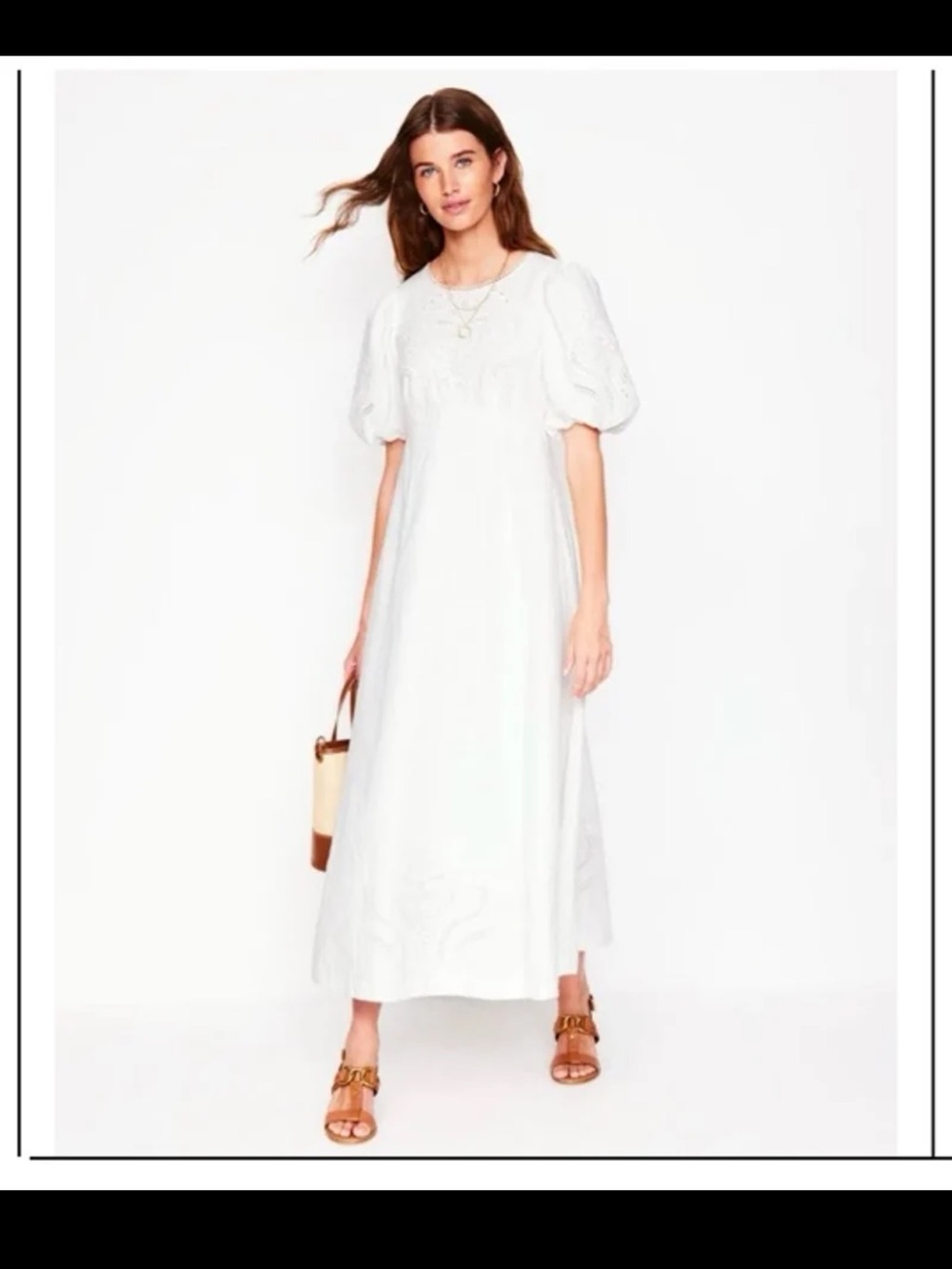 BODEN Empire Broderie Tea Dress in White size 14 - Picture 6 of 12